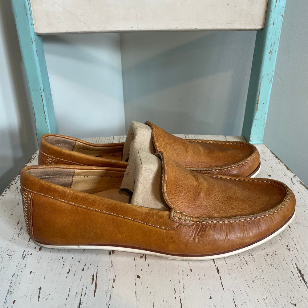 Alan Payne Brown Leather Slip On Venetian Driving Loafers Size 11 Made in Mexico